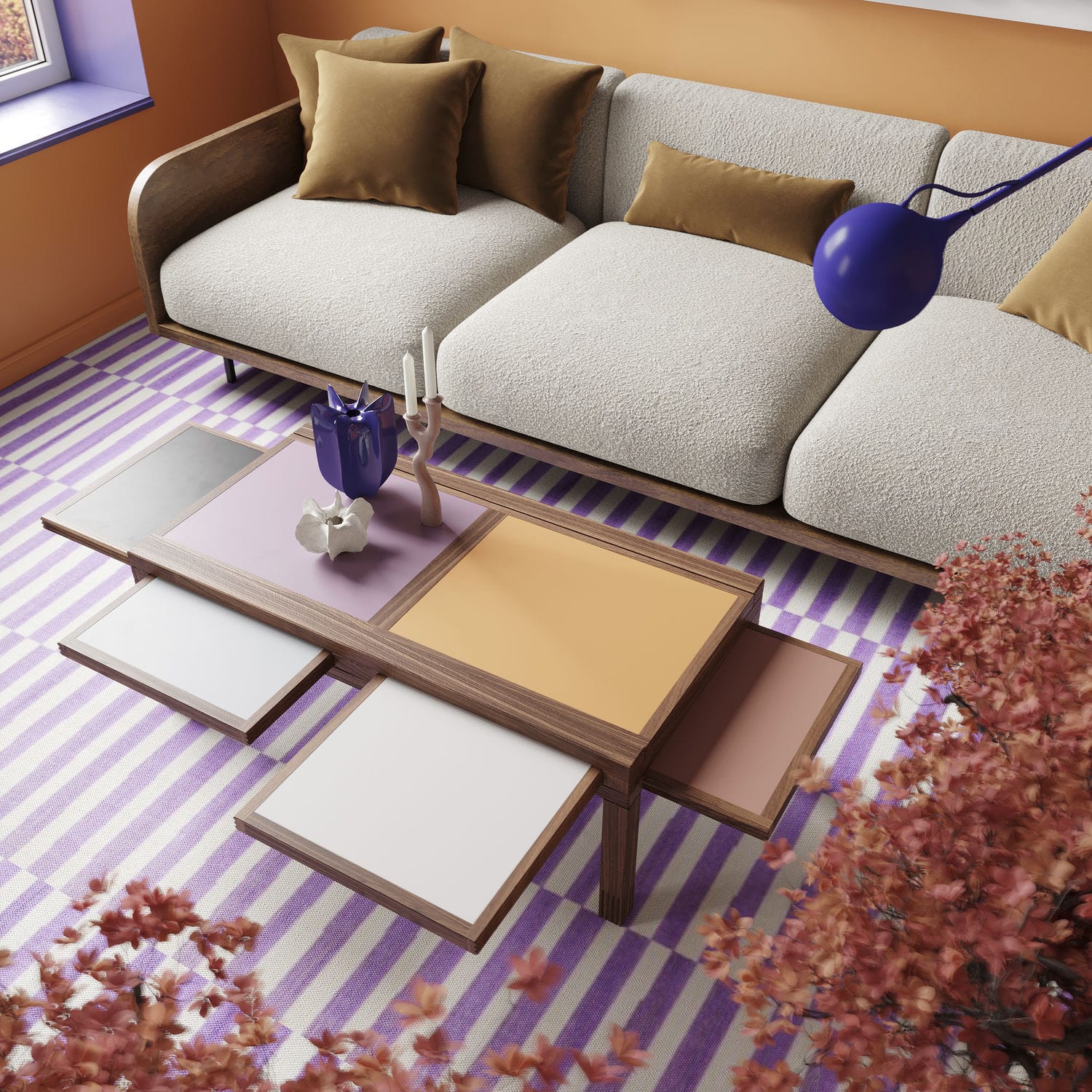 Mesa de centro contemporânea Hexa Sculptures Jeux em madeira maciça / com base em madeira