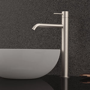 misturador monocomando para lavatório / para lava-mãos / em inox / 1 orifício