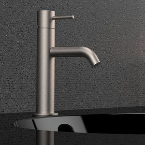 misturador monocomando para lavatório / para lava-mãos / em inox / 1 orifício