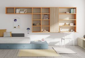 estante de parede / contemporânea / em madeira / para quarto