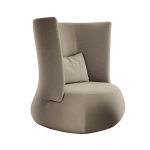 poltrona contemporânea / em tecido / em couro / com encosto alto