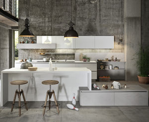 cozinha contemporânea / em madeira lacada / com ilha / com brilho