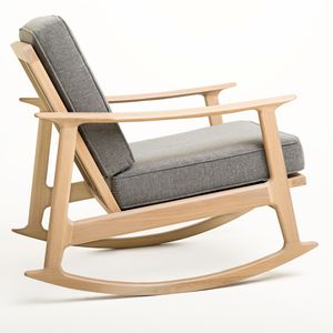 poltrona design escandinavo / em tecido / em carvalho / em madeira maciça