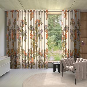 cortina de voile com padrão floral