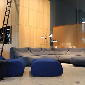 puff contemporâneo / em tecido / modular / cinza