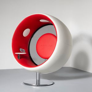 poltrona contemporânea / em couro / em aço inoxidável / giratória