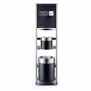 lixeira pública / em aço inox / com cinzeiro / contemporânea