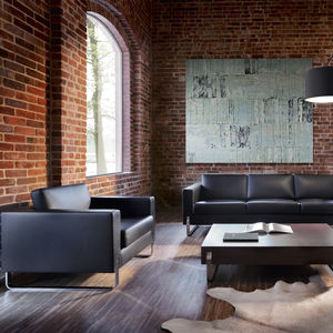 poltrona contemporânea / metálica / em couro / da linha comercial