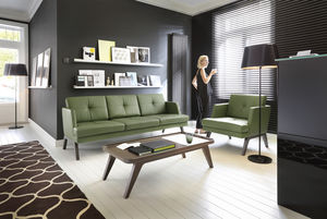 poltrona contemporânea / em tecido / em couro / da linha comercial