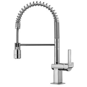 misturador monocomando em inox / para cozinha / 1 orifício / com ducha extensível