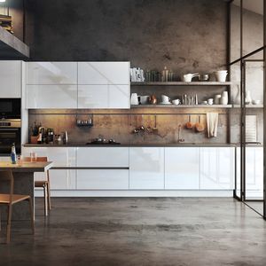 cozinha contemporânea / em madeira lacada / brilhante