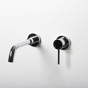 misturador monocomando para lavatório / de parede / em latão cromado / 2 furos