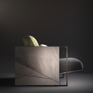 poltrona contemporânea / em tecido / em couro / em madeira