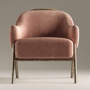poltrona contemporânea / em veludo / em latão / rosa