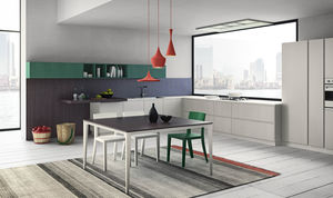 cozinha contemporânea / em laminado / em madeira / com ilha