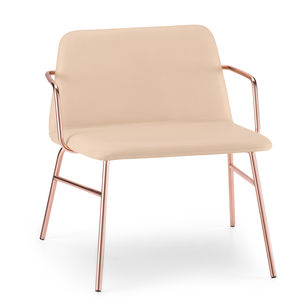 poltrona design escandinavo / em tecido / metálica / branca