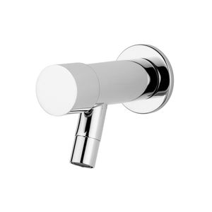 misturador monocomando para lavatório / de parede / em latão cromado / temporizado