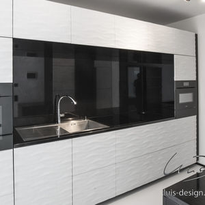cozinha contemporânea / em madeira / em mármore / feita à mão