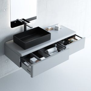 gabinete de banheiro suspenso / em MDF / contemporâneo / com gavetas
