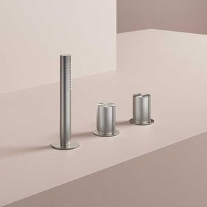 conjunto misturador para banheira em inox escovado