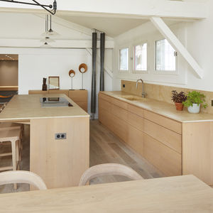 cozinha contemporânea / em carvalho / em pedra natural / em melamina