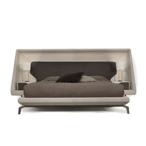 cama de casal / contemporânea / estofada / com cabeceira