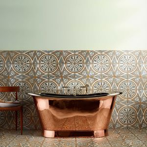 banheira freestanding / oval / em ferro fundido / em cobre