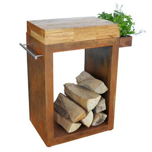 tampo de bancada em madeira / em aço / para cozinha / de jardim