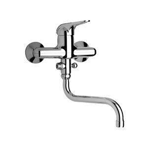 misturador monocomando para banheira / de parede / em metal cromado / 2 furos