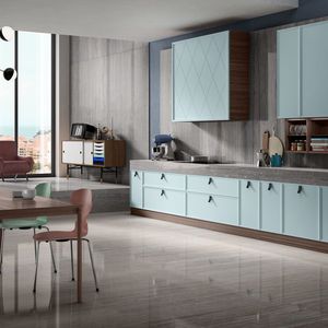 tampo de bancada em porcelanato arenito / para cozinha / preto / marron