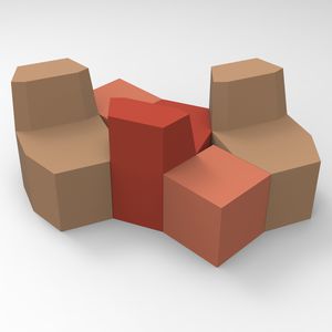 puff contemporâneo / espuma de alta densidade revestida / modular / estofado