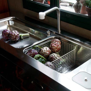 misturador monocomando em inox / para cozinha / 2 furos / com ducha