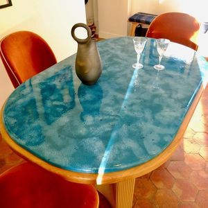 tampo de mesa de lava esmaltada