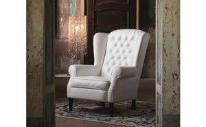 poltrona Chesterfield / em couro / de orelhas / Bergère