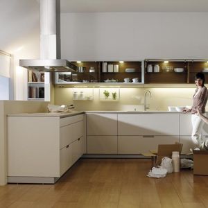 cozinha contemporânea / em melamina / em U / fosca