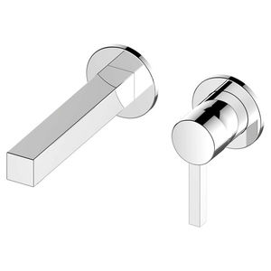 misturador monocomando para lavatório / de parede / em metal cromado / 2 furos