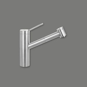 misturador monocomando em aço inox / para cozinha / 1 orifício / com bica giratória