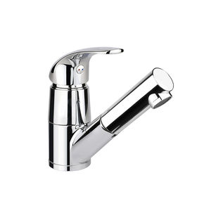 misturador monocomando para lavatório / em metal cromado / 1 orifício / com ducha extensível