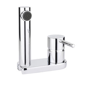 misturador monocomando para lavatório / em metal cromado / 2 furos / com ducha extensível