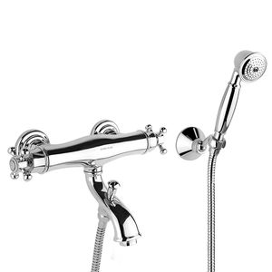 misturador bicomando para banheira / de parede / em metal cromado / termostático