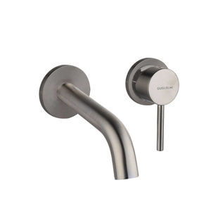 misturador monocomando para lavatório / de parede / em aço inox / 2 furos