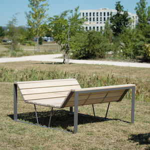 sofá contemporâneo / para ambiente externo / em freixo / em aço galvanizado