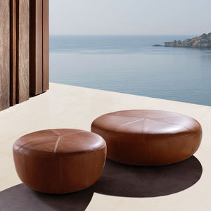 puff contemporâneo / em Sunbrella® / em couro / redondo