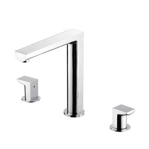 misturador bicomando de pousar / em latão cromado / em aço inoxidável / para cozinha
