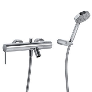 misturador monocomando para box de banheiro / para banheira / de parede / em metal cromado