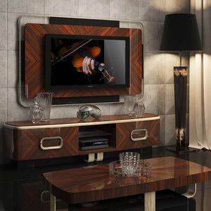 móvel de parede para TV contemporâneo / em madeira lacada / lowboard