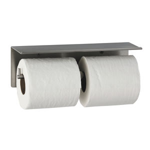 porta-papel higiênico de parede / em inox / para 2 rolos / para banheiro coletivo
