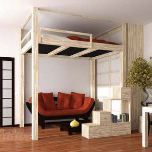 cama de teto / de casal / contemporânea / em madeira