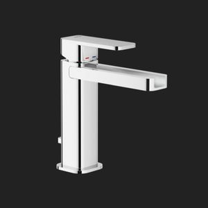 misturador monocomando para lavatório / em latão cromado / em aço inox / 1 orifício