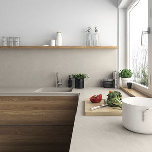 tampo de bancada em porcelanato arenito / para cozinha / para banheiro / para ambiente externo